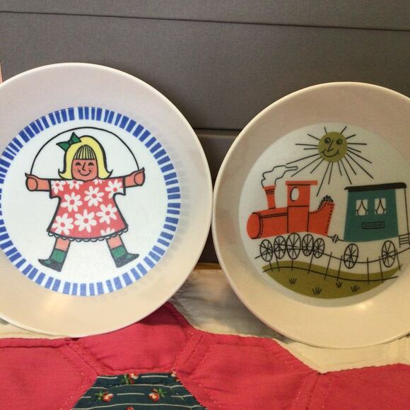 2 Ornamin Melamine Children’s bowls Train & Girl - Picture 1 of 5